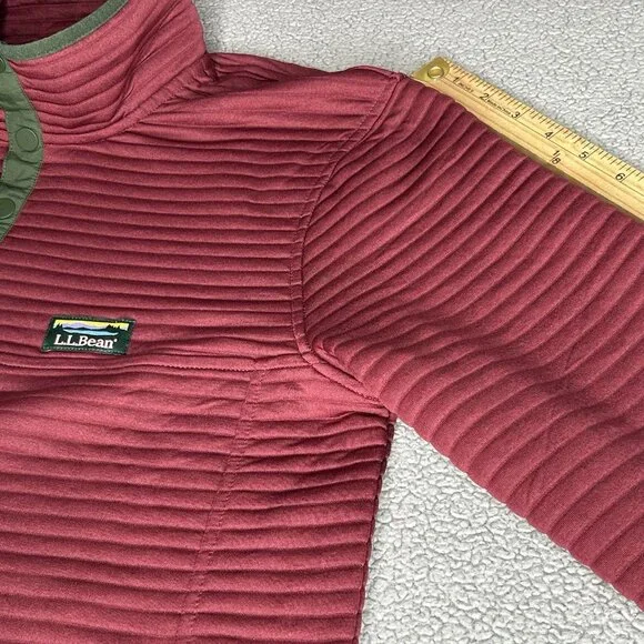 L.L. Bean Pullover Mens Medium Airlight Knit Red Textured Snap Mock Neck Casual - Picture 8 of 11